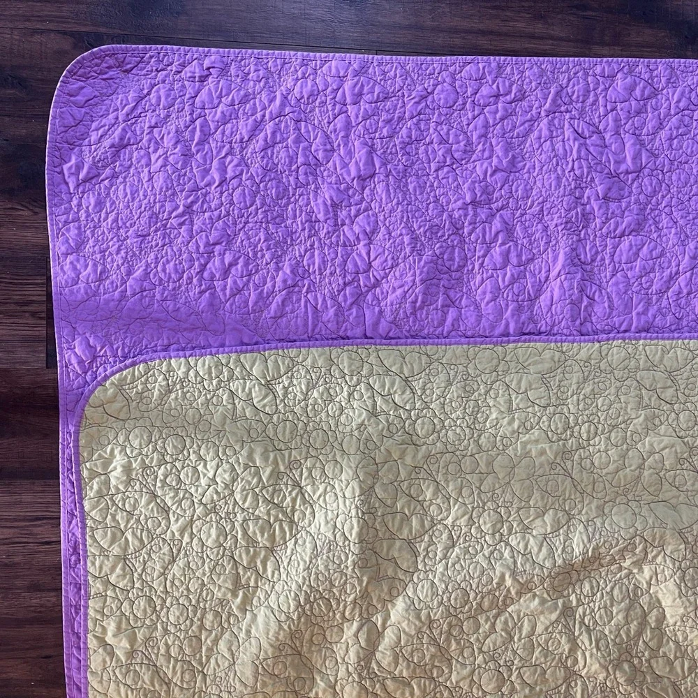 Quilt Bedding Purple & Green Butterfly Stitched Nursery Kids Size 56